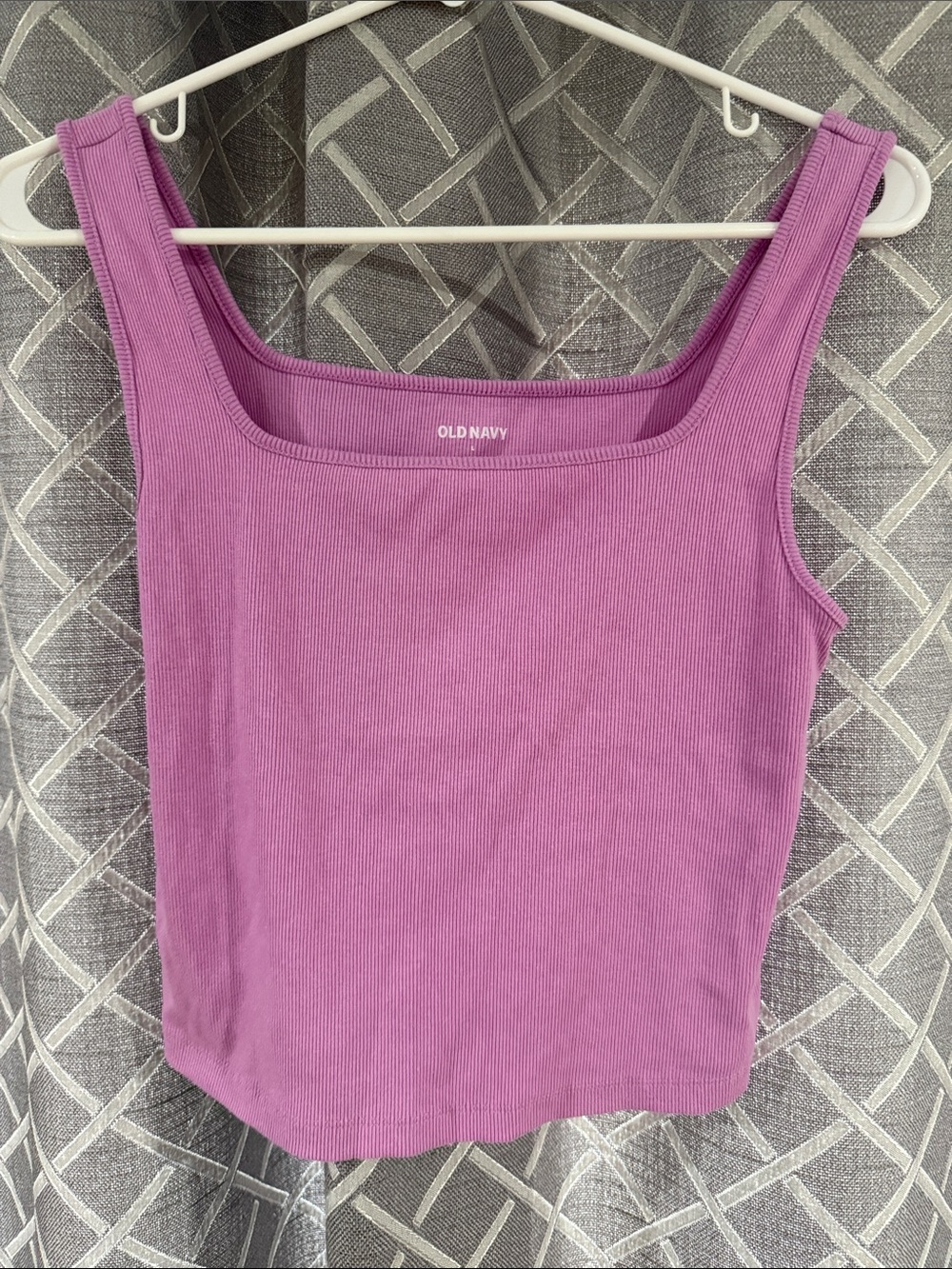 Old Navy Lavender/Pink Ribbed Square-Neck Tank Top